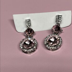 Elegant Pink Crystal Drop Earrings